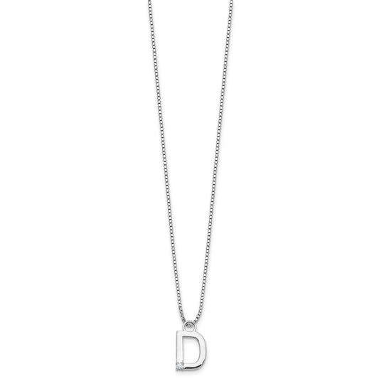 White Ice Sterling Silver Rhodium-plated 18 inch Diamond Letter D Initial Necklace plus 2 inch Extender QW578D-18
