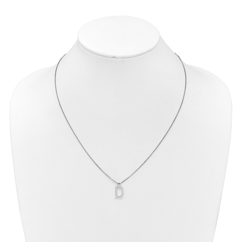 White Ice Sterling Silver Rhodium-plated 18 inch Diamond Letter D Initial Necklace plus 2 inch Extender QW578D-18