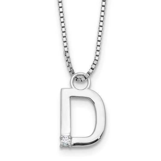 White Ice Sterling Silver Rhodium-plated 18 inch Diamond Letter D Initial Necklace plus 2 inch Extender QW578D-18