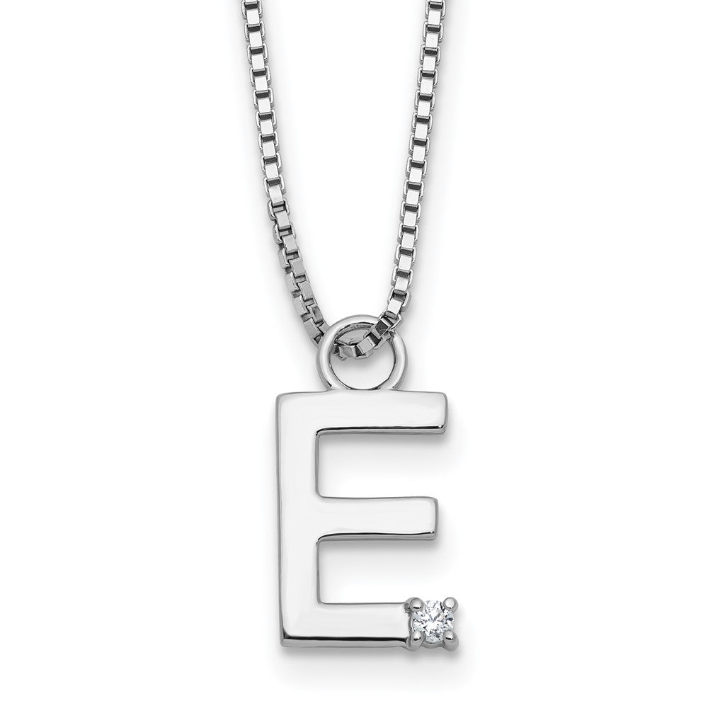 White Ice Sterling Silver Rhodium-plated 18 inch Diamond Letter E Initial Necklace plus 2 inch Extender QW578E-18