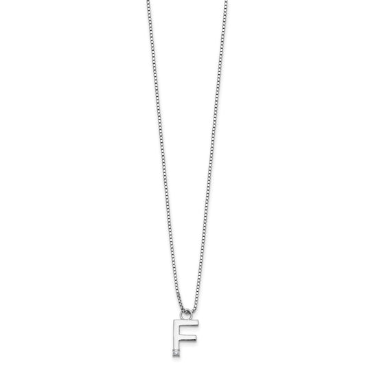 White Ice Sterling Silver Rhodium-plated 18 inch Diamond Letter F Initial Necklace plus 2 inch Extender QW578F-18
