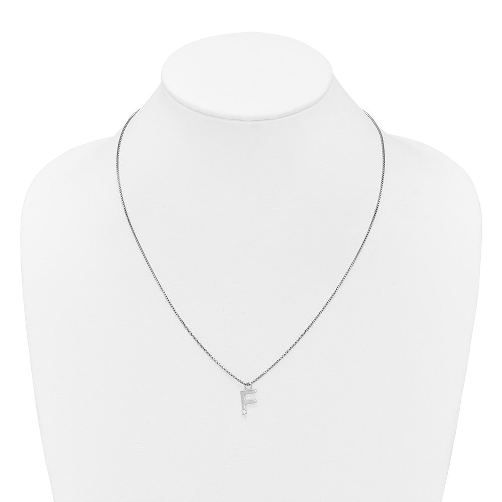 White Ice Sterling Silver Rhodium-plated 18 inch Diamond Letter F Initial Necklace plus 2 inch Extender QW578F-18