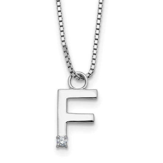 White Ice Sterling Silver Rhodium-plated 18 inch Diamond Letter F Initial Necklace plus 2 inch Extender QW578F-18