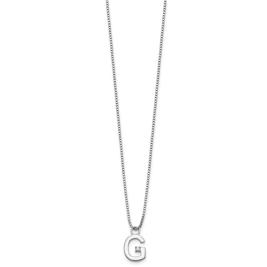 White Ice Sterling Silver Rhodium-plated 18 inch Diamond Letter G Initial Necklace plus 2 inch Extender QW578G-18
