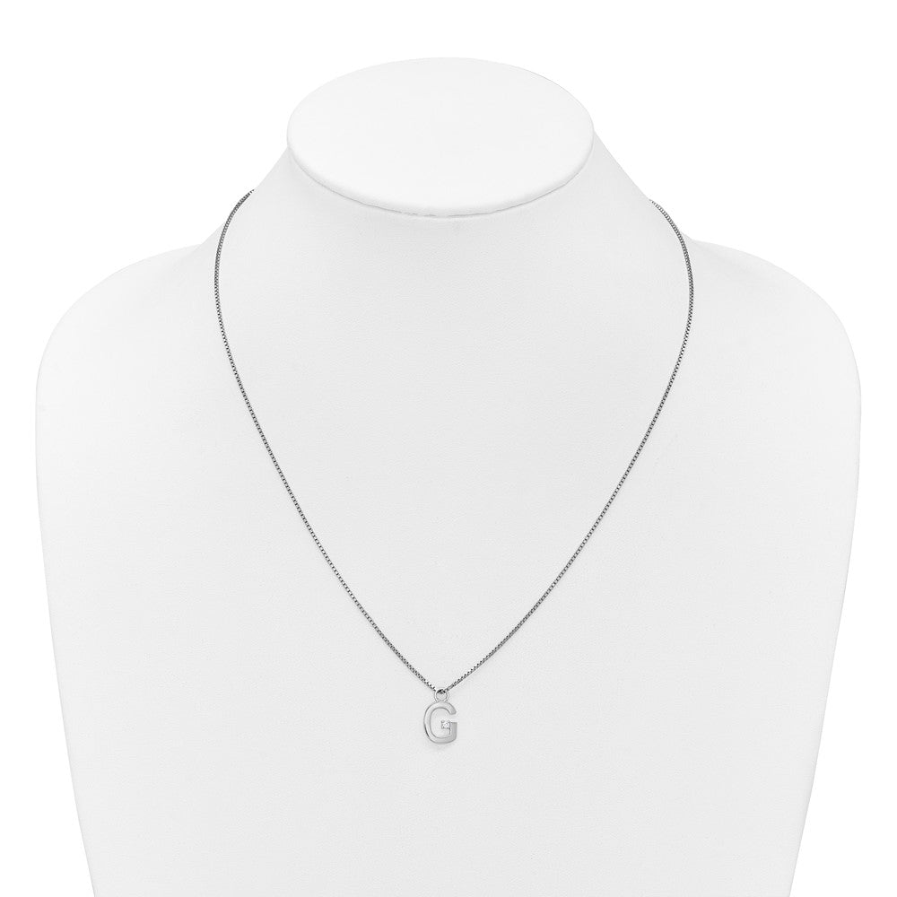 White Ice Sterling Silver Rhodium-plated 18 inch Diamond Letter G Initial Necklace plus 2 inch Extender QW578G-18