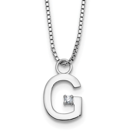 White Ice Sterling Silver Rhodium-plated 18 inch Diamond Letter G Initial Necklace plus 2 inch Extender QW578G-18