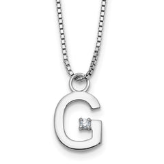 White Ice Sterling Silver Rhodium-plated 18 inch Diamond Letter G Initial Necklace plus 2 inch Extender QW578G-18