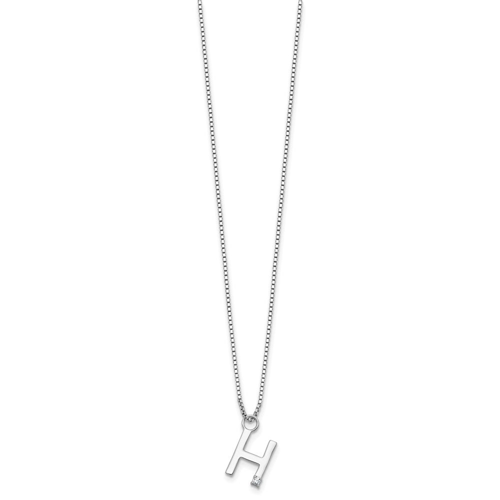 White Ice Sterling Silver Rhodium-plated 18 inch Diamond Letter H Initial Necklace plus 2 inch Extender QW578H-18