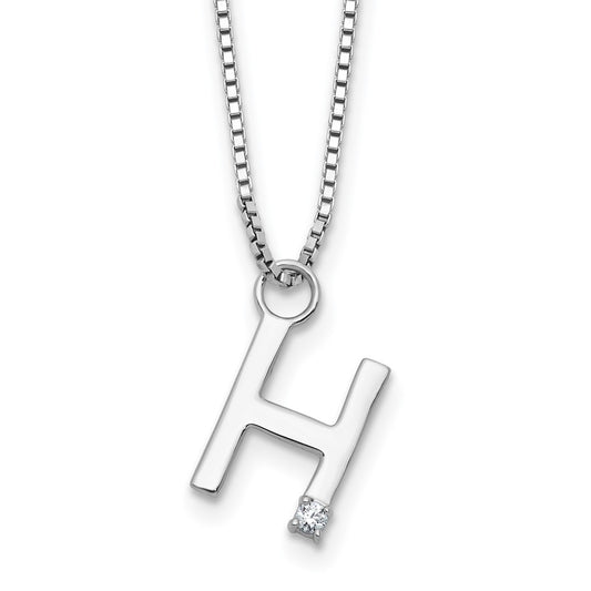 White Ice Sterling Silver Rhodium-plated 18 inch Diamond Letter H Initial Necklace plus 2 inch Extender QW578H-18