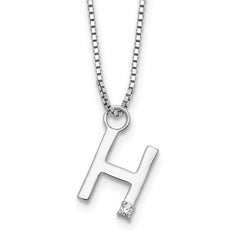 White Ice Sterling Silver Rhodium-plated 18 inch Diamond Letter H Initial Necklace plus 2 inch Extender QW578H-18