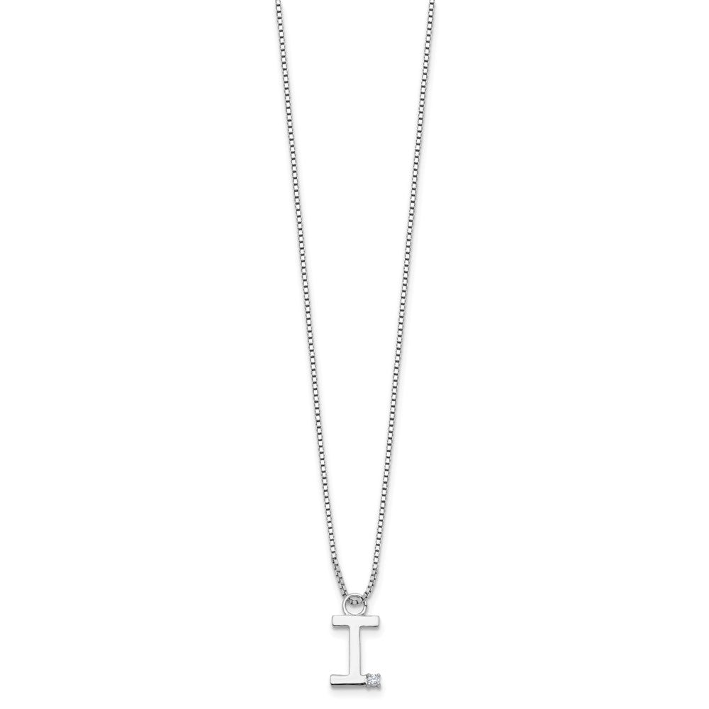 White Ice Sterling Silver Rhodium-plated 18 inch Diamond Letter I Initial Necklace plus 2 inch Extender QW578I-18