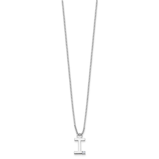 White Ice Sterling Silver Rhodium-plated 18 inch Diamond Letter I Initial Necklace plus 2 inch Extender QW578I-18