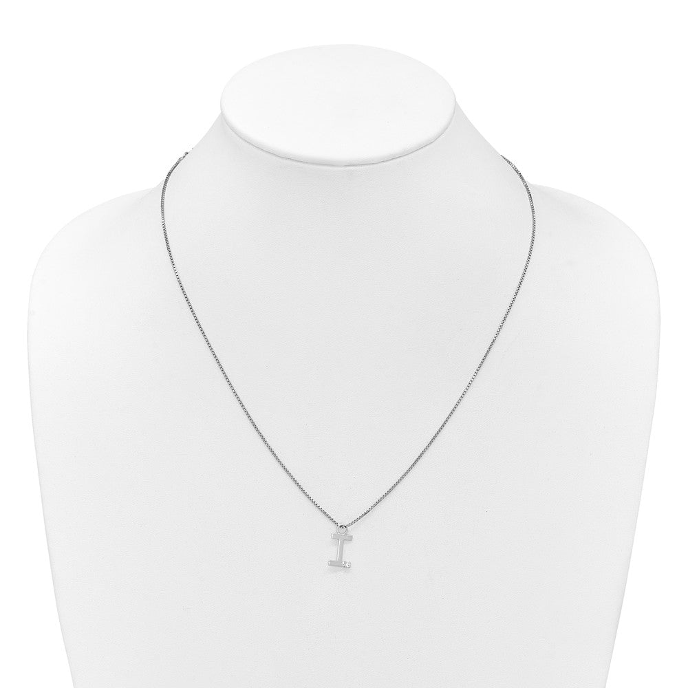 White Ice Sterling Silver Rhodium-plated 18 inch Diamond Letter I Initial Necklace plus 2 inch Extender QW578I-18