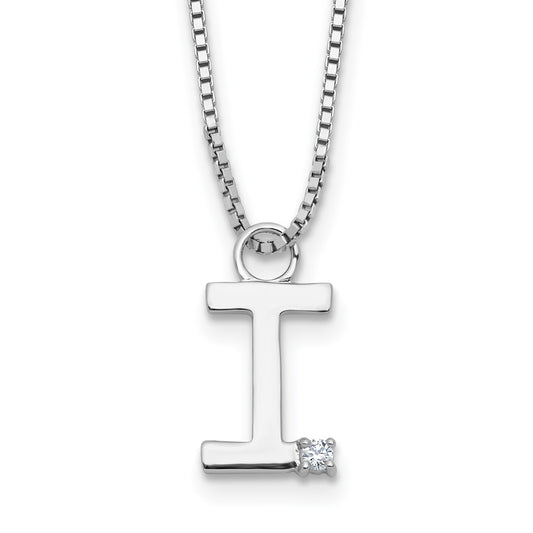 White Ice Sterling Silver Rhodium-plated 18 inch Diamond Letter I Initial Necklace plus 2 inch Extender QW578I-18