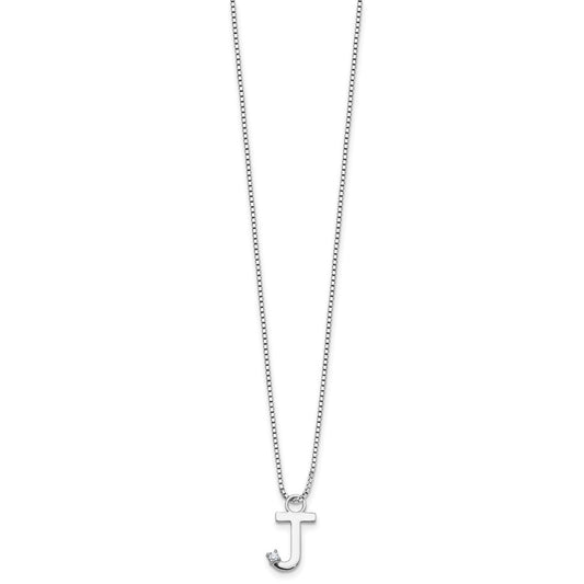 White Ice Sterling Silver Rhodium-plated 18 inch Diamond Letter J Initial Necklace plus 2 inch Extender QW578J-18
