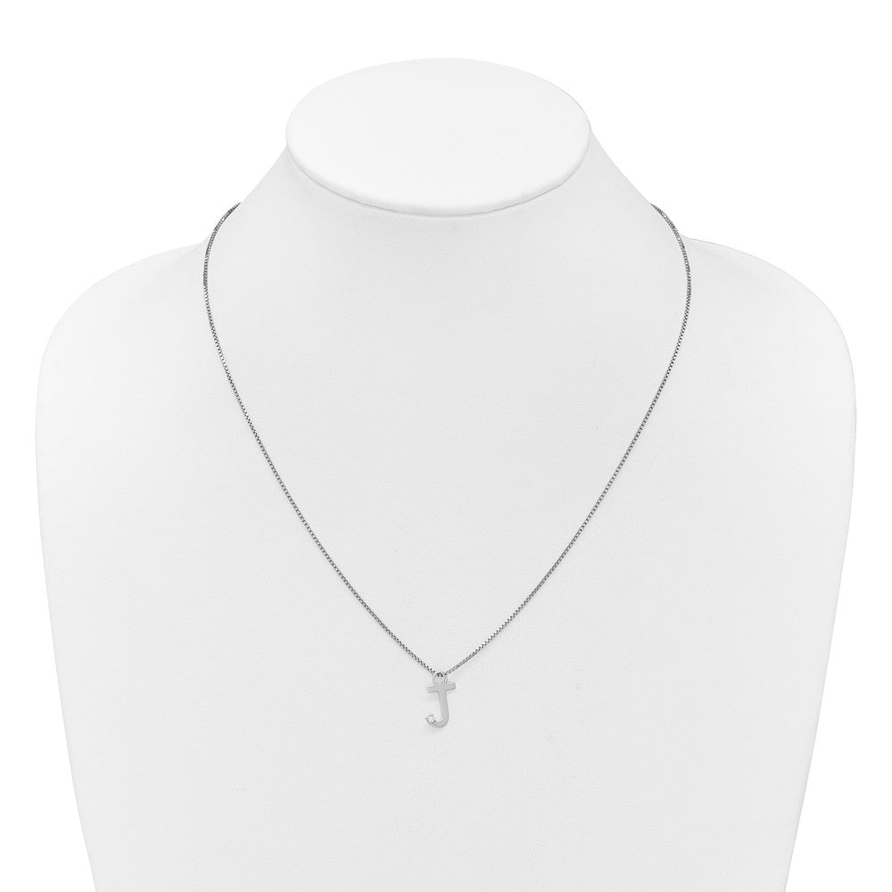 White Ice Sterling Silver Rhodium-plated 18 inch Diamond Letter J Initial Necklace plus 2 inch Extender QW578J-18