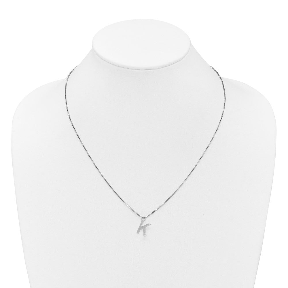 White Ice Sterling Silver Rhodium-plated 18 inch Diamond Letter K Initial Necklace plus 2 inch Extender QW578K-18