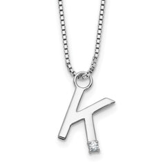 White Ice Sterling Silver Rhodium-plated 18 inch Diamond Letter K Initial Necklace plus 2 inch Extender QW578K-18