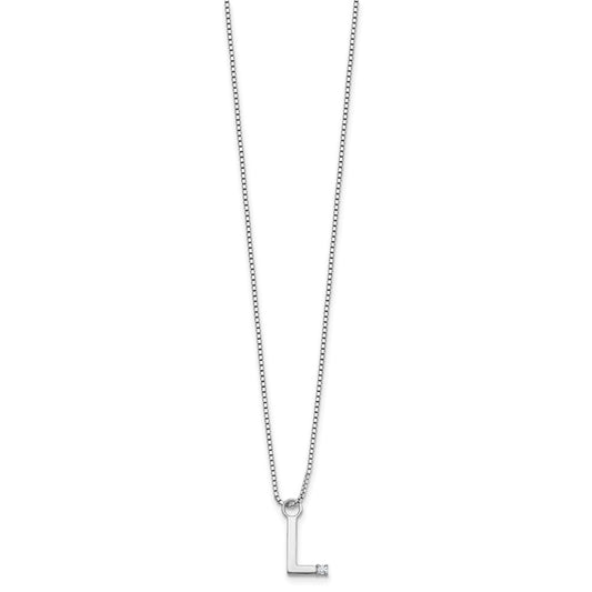 White Ice Sterling Silver Rhodium-plated 18 inch Diamond Letter L Initial Necklace plus 2 inch Extender QW578L-18
