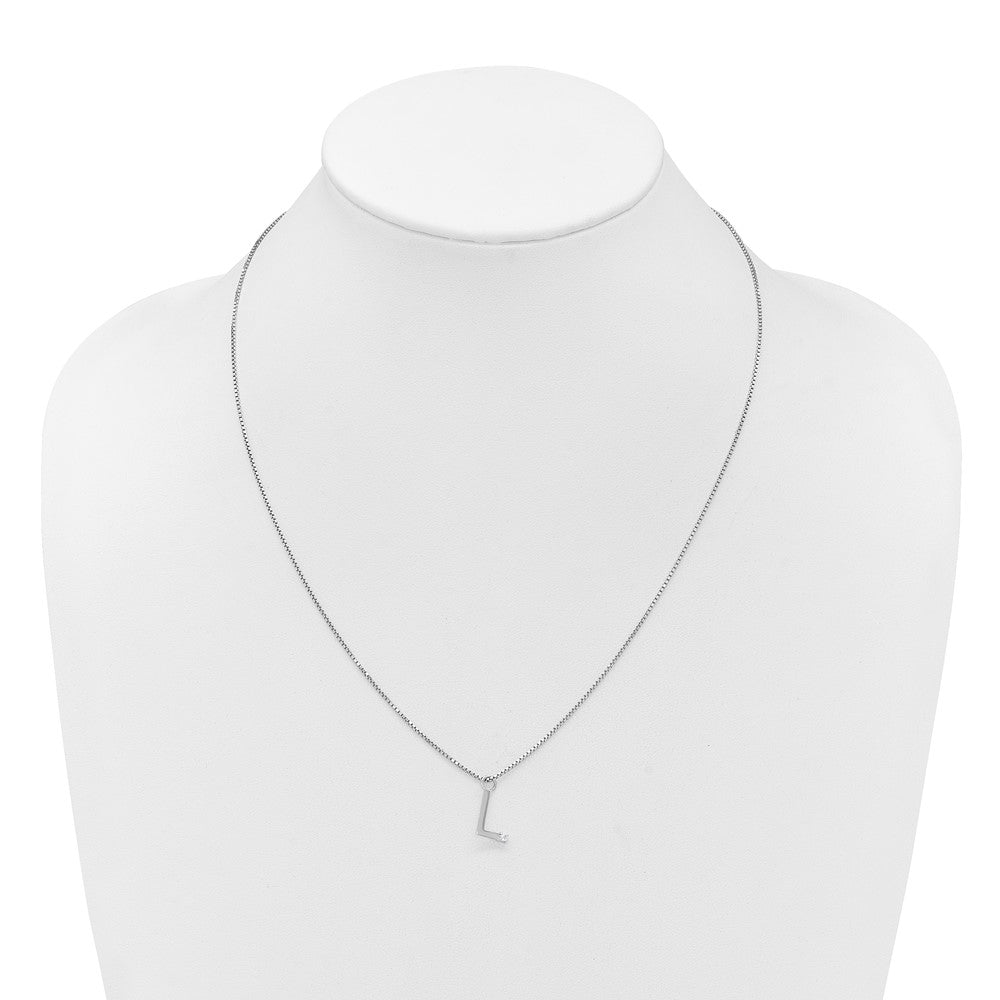 White Ice Sterling Silver Rhodium-plated 18 inch Diamond Letter L Initial Necklace plus 2 inch Extender QW578L-18