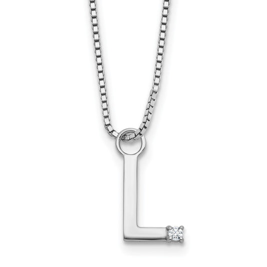 White Ice Sterling Silver Rhodium-plated 18 inch Diamond Letter L Initial Necklace plus 2 inch Extender QW578L-18
