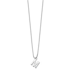 White Ice Sterling Silver Rhodium-plated 18 inch Diamond Letter M Initial Necklace plus 2 inch Extender QW578M-18