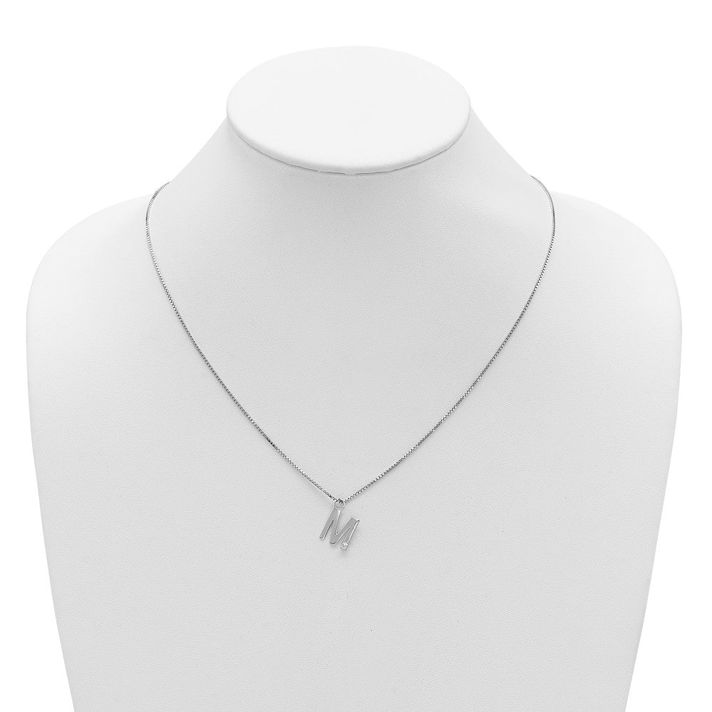 White Ice Sterling Silver Rhodium-plated 18 inch Diamond Letter M Initial Necklace plus 2 inch Extender QW578M-18