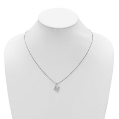 White Ice Sterling Silver Rhodium-plated 18 inch Diamond Letter M Initial Necklace plus 2 inch Extender QW578M-18