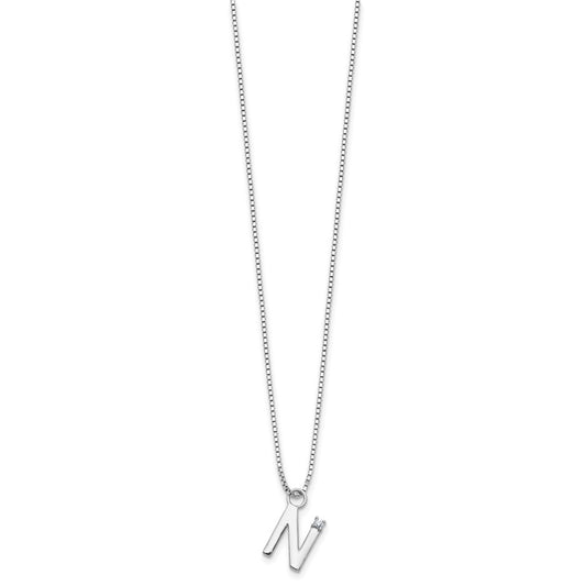 White Ice Sterling Silver Rhodium-plated 18 inch Diamond Letter N Initial Necklace plus 2 inch Extender QW578N-18