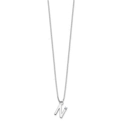 White Ice Sterling Silver Rhodium-plated 18 inch Diamond Letter N Initial Necklace plus 2 inch Extender QW578N-18