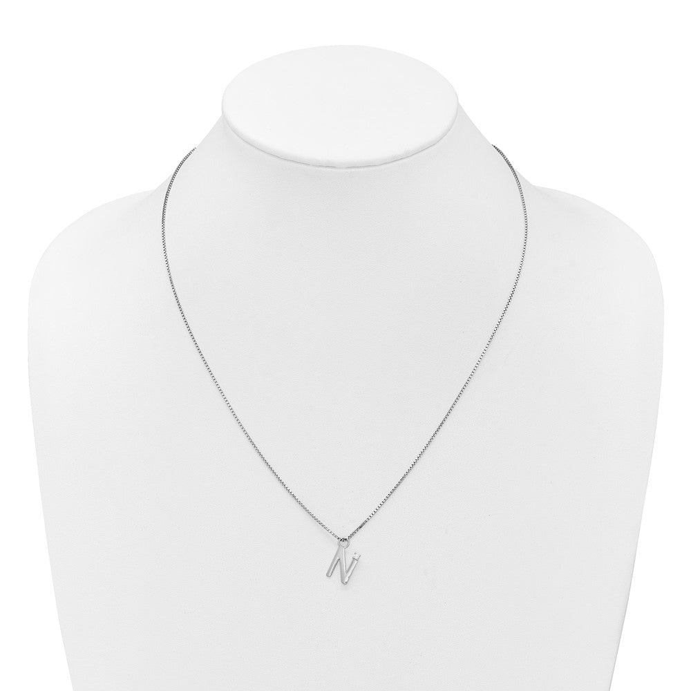 White Ice Sterling Silver Rhodium-plated 18 inch Diamond Letter N Initial Necklace plus 2 inch Extender QW578N-18