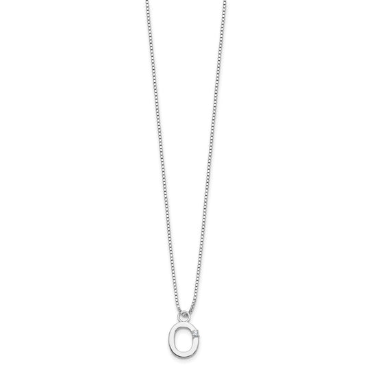 White Ice Sterling Silver Rhodium-plated 18 inch Diamond Letter O Initial Necklace plus 2 inch Extender QW578O-18