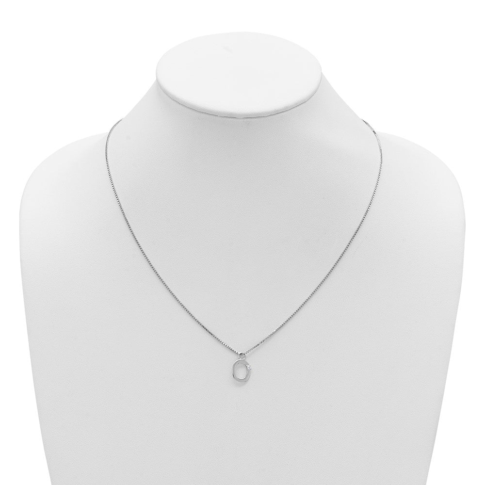 White Ice Sterling Silver Rhodium-plated 18 inch Diamond Letter O Initial Necklace plus 2 inch Extender QW578O-18