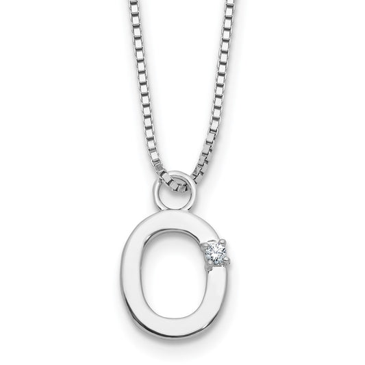 White Ice Sterling Silver Rhodium-plated 18 inch Diamond Letter O Initial Necklace plus 2 inch Extender QW578O-18