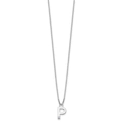 White Ice Sterling Silver Rhodium-plated 18 inch Diamond Letter P Initial Necklace plus 2 inch Extender QW578P-18
