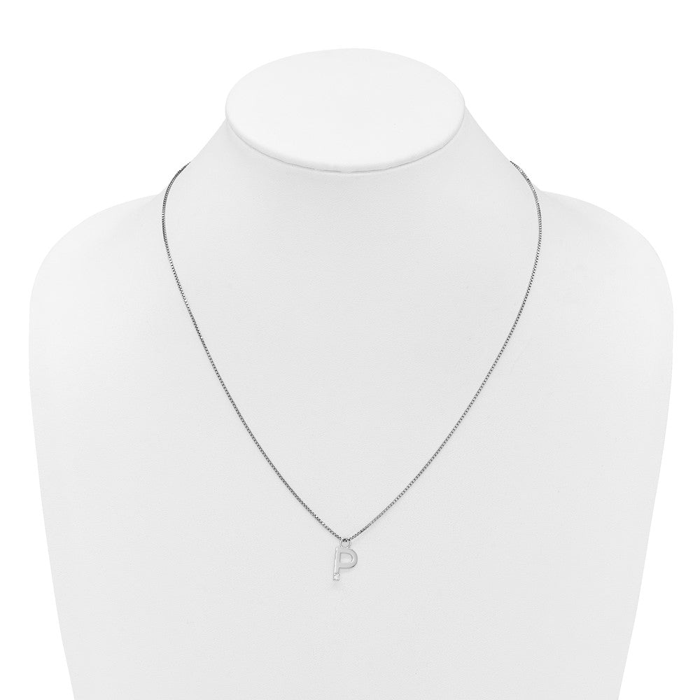 White Ice Sterling Silver Rhodium-plated 18 inch Diamond Letter P Initial Necklace plus 2 inch Extender QW578P-18
