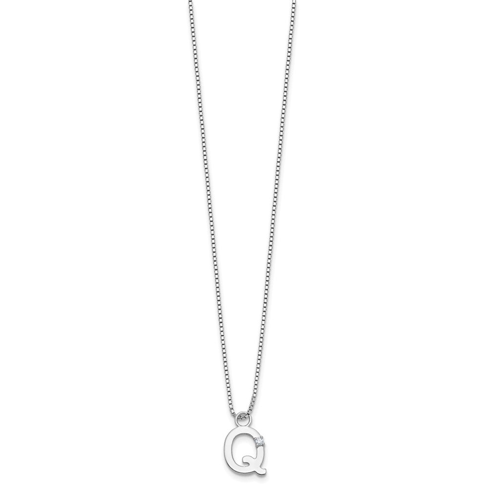 White Ice Sterling Silver Rhodium-plated 18 inch Diamond Letter Q Initial Necklace plus 2 inch Extender QW578Q-18