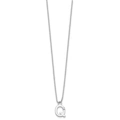 White Ice Sterling Silver Rhodium-plated 18 inch Diamond Letter Q Initial Necklace plus 2 inch Extender QW578Q-18