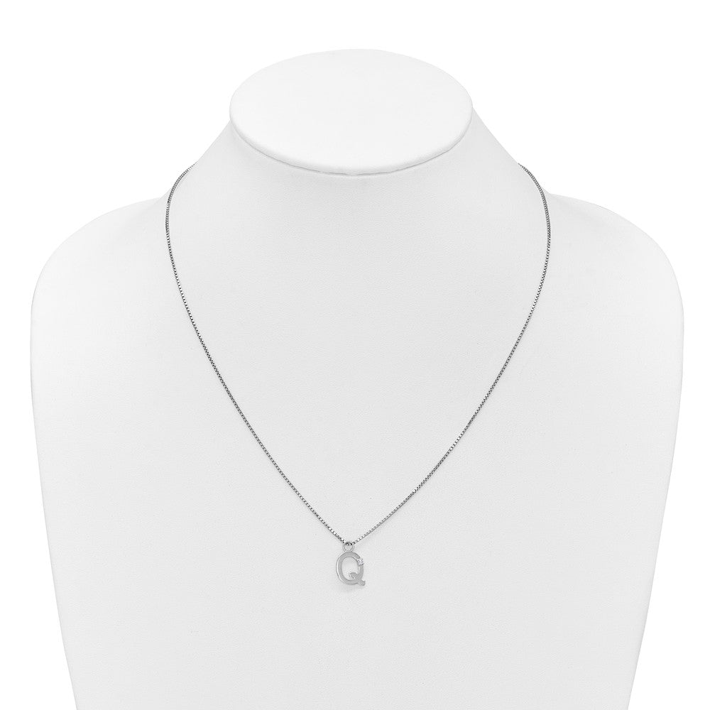 White Ice Sterling Silver Rhodium-plated 18 inch Diamond Letter Q Initial Necklace plus 2 inch Extender QW578Q-18