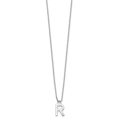White Ice Sterling Silver Rhodium-plated 18 inch Diamond Letter R Initial Necklace plus 2 inch Extender QW578R-18
