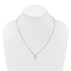 White Ice Sterling Silver Rhodium-plated 18 inch Diamond Letter R Initial Necklace plus 2 inch Extender QW578R-18