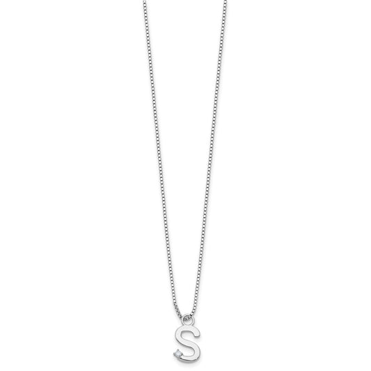 White Ice Sterling Silver Rhodium-plated 18 inch Diamond Letter S Initial Necklace plus 2 inch Extender QW578S-18