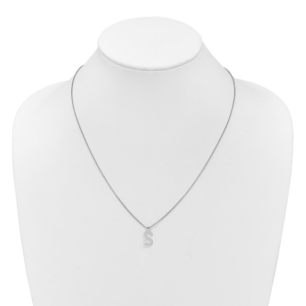 White Ice Sterling Silver Rhodium-plated 18 inch Diamond Letter S Initial Necklace plus 2 inch Extender QW578S-18