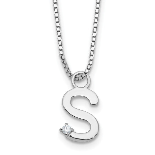 White Ice Sterling Silver Rhodium-plated 18 inch Diamond Letter S Initial Necklace plus 2 inch Extender QW578S-18