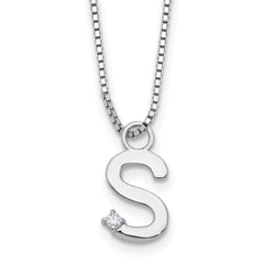 White Ice Sterling Silver Rhodium-plated 18 inch Diamond Letter S Initial Necklace plus 2 inch Extender QW578S-18