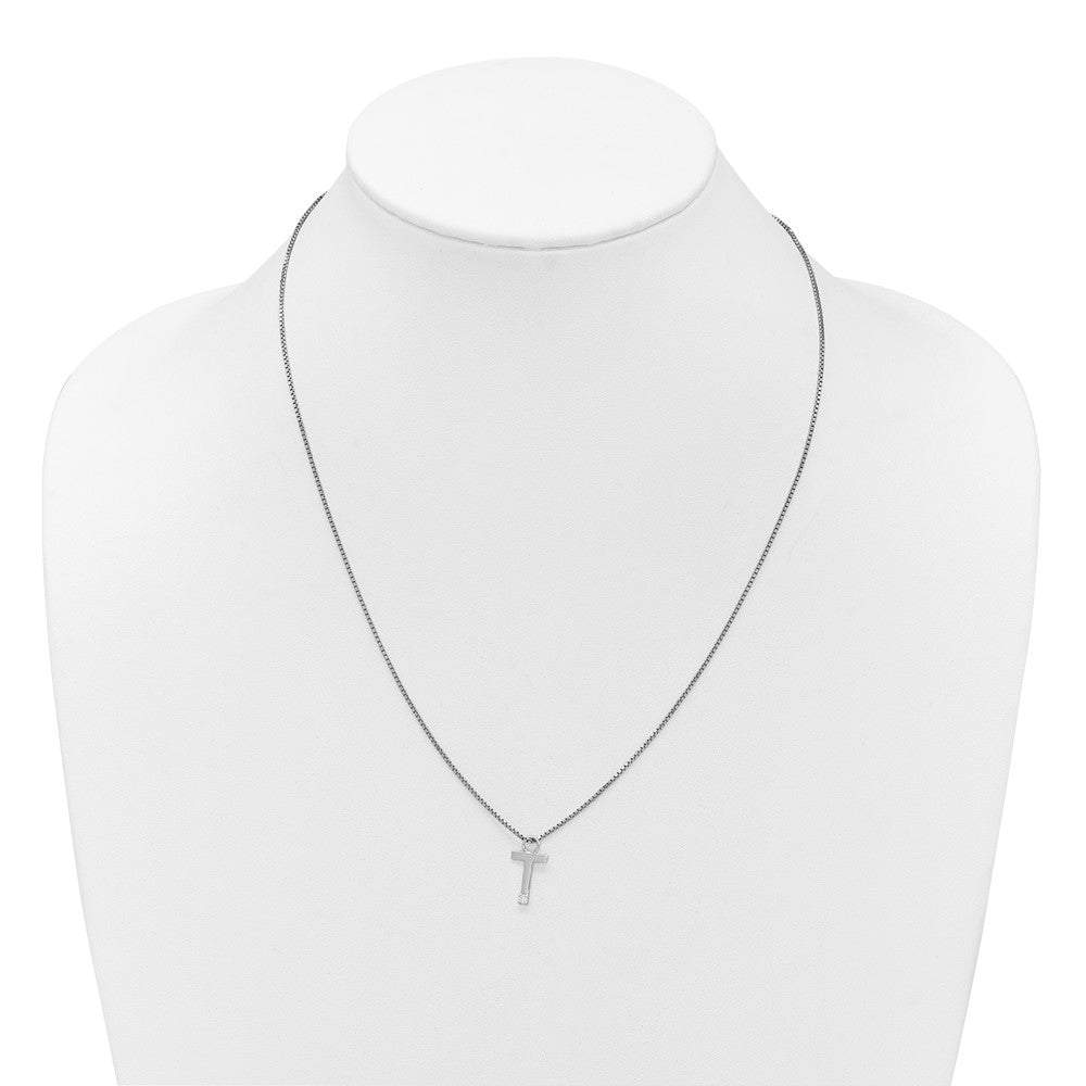 White Ice Sterling Silver Rhodium-plated 18 inch Diamond Letter T Initial Neckalce plus 2 inch Extender QW578T-18