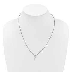 White Ice Sterling Silver Rhodium-plated 18 inch Diamond Letter T Initial Neckalce plus 2 inch Extender QW578T-18