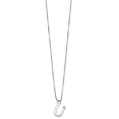 White Ice Sterling Silver Rhodium-plated 18 inch Diamond Letter U Initial Necklace plus 2 inch Extender QW578U-18