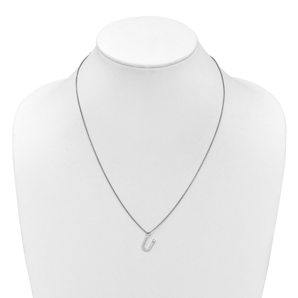 White Ice Sterling Silver Rhodium-plated 18 inch Diamond Letter U Initial Necklace plus 2 inch Extender QW578U-18