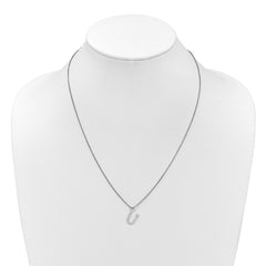 White Ice Sterling Silver Rhodium-plated 18 inch Diamond Letter U Initial Necklace plus 2 inch Extender QW578U-18